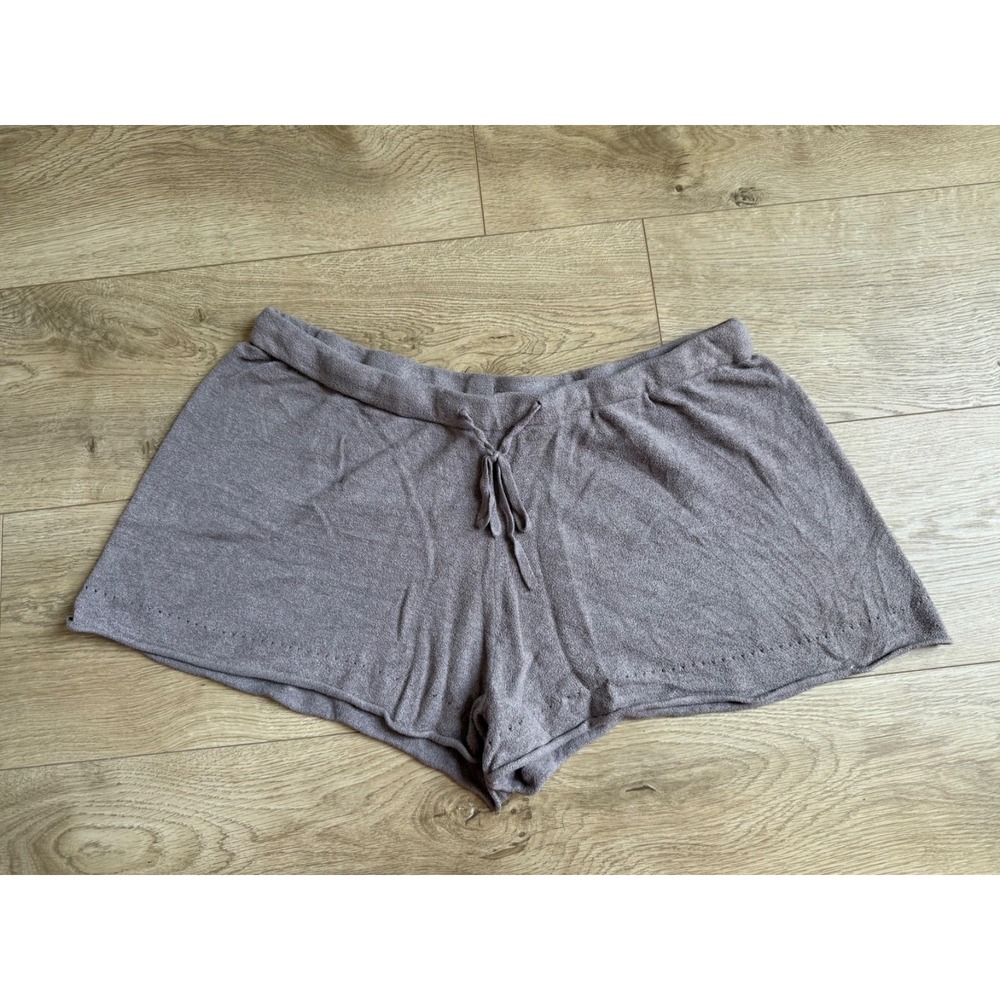 Barefoot Dreams CozyChic Ultra Lite Taupe Knit Shorts Womens loungewear Size L